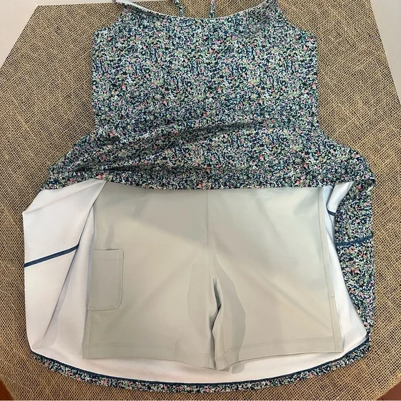 SAGE COLLECTIVE LG ATHLETIC PICKLEBALL TENNIS DRESS FLORAL ATTACHED SHORTS & BRA - Picture 7 of 11